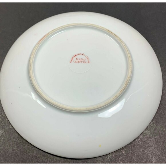 Hand Painted Purple Flower Border Porcelain Plate Gunther Studios Pansies - Picture 7 of 8